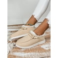thumbnail image 6 of Gomelly Women Shoes Ladies Slip On Canvas Flats Boater Comfortable Casual Winter Warm Fluffy Sneakers Size 9-5 Khaki (Fluffy) 6.5, 6 of 7