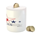thumbnail image 3 of Texas Star Piggy Bank, San Antonio Dallas Houston Austin Map with Stars Pattern USA, Ceramic Coin Bank Money Box for Cash Saving, 3.6" X 3.2", Vermilion Pale Grey, by Ambesonne, 3 of 4