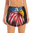 thumbnail image 2 of Fuzoiu Eagle Head With American Flag Print Women's Athletic Shorts, Double-Layer Running Shorts with Pocket,Women's Workout Shorts for Yoga, Gym, and Workouts-XX-Large, 2 of 7