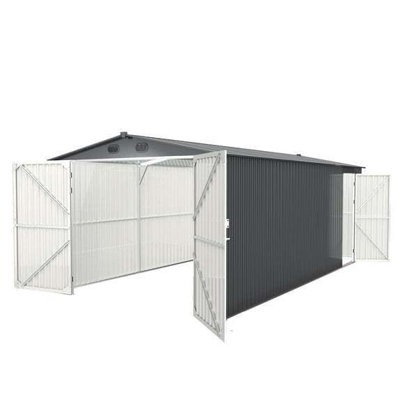 Heavy-Duty Metal Garage Shed 20'x10' | Spacious 200 sq ft outdoor storage with lockable doors and vents