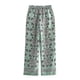 thumbnail image 4 of HH TRAF Mujeres Otoño Nueva Moda Retro Seda Satén Textura Impreso Pantalones Largos Femeninos Elegantes Cremallera High Street Pantalones Casuales Hasta El Tobillo, 4 of 5