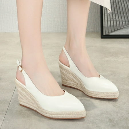 

Cathalem Half Packed Sandals Wedge Summer Espadrilles High Heel Straw Woven Fisherman Women Wide Width Wedge Sandals for Women White 8