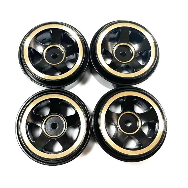 Llantas de Metal Ounissouiy RC a prueba de golpes para 1/24 FMS FCX24 Crawler RC Negro