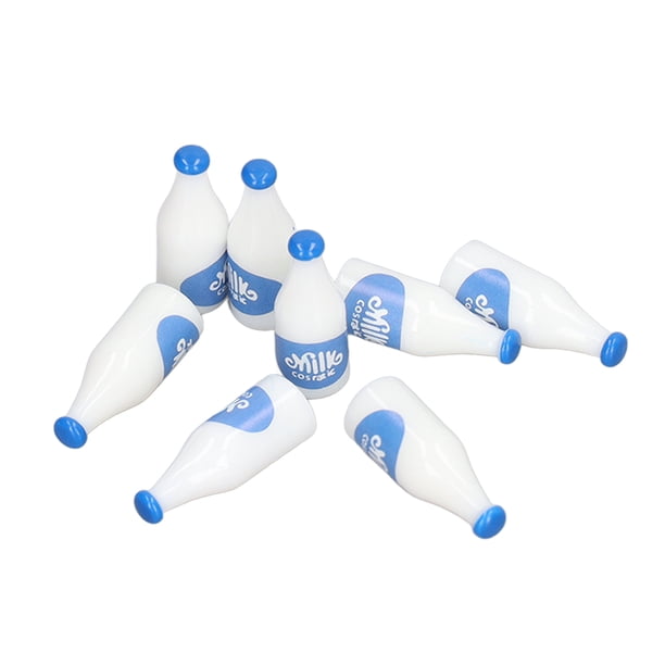 1: 6 Dollhouse Milk Bottle Model, Fine Workmanship 8Pcs Waterproof Plastic 1:12 Miniature Milk ...
