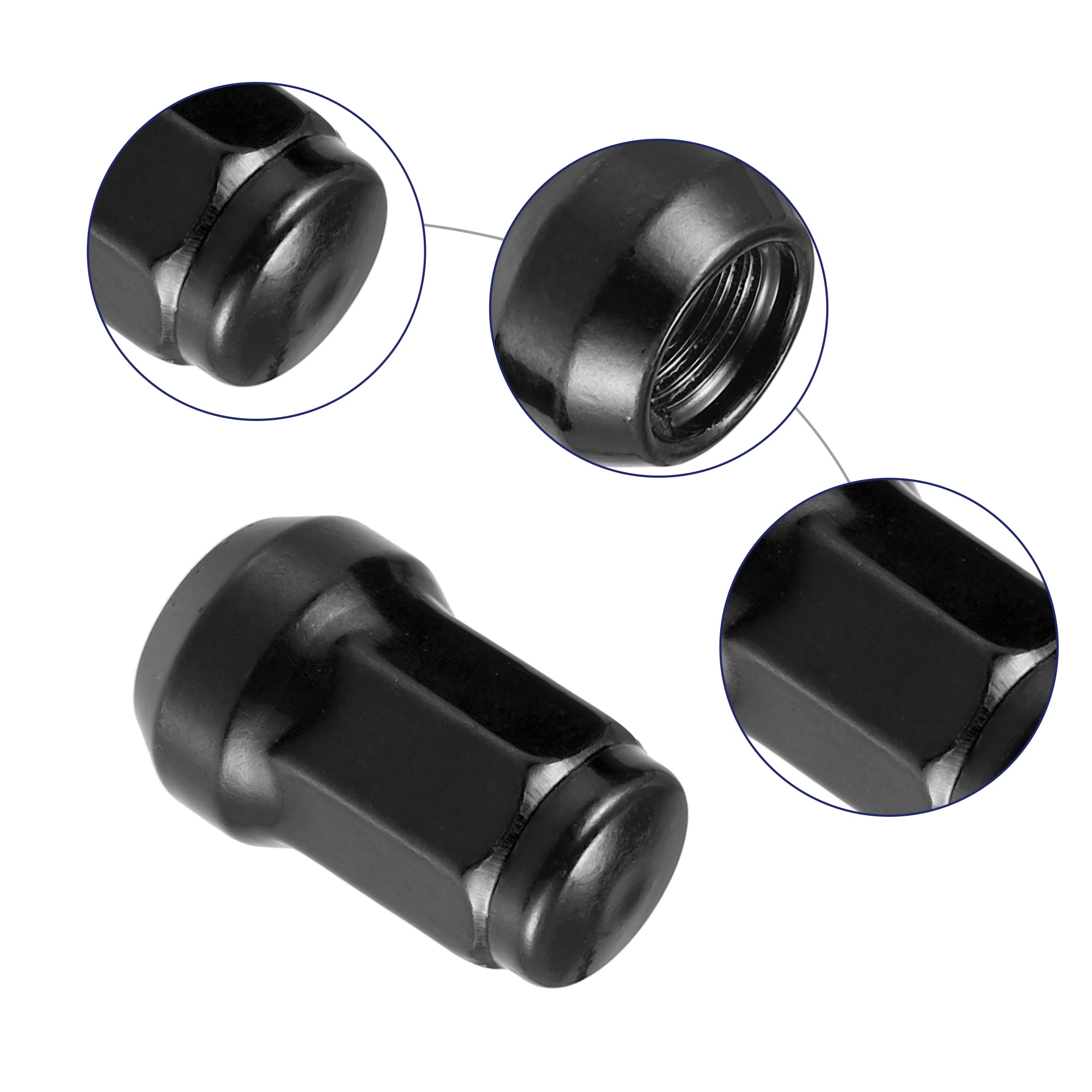 Unique Bargains M12x1.25 Car Wheel Hex Lug Nut with Socket Key 21 Piece Set Black