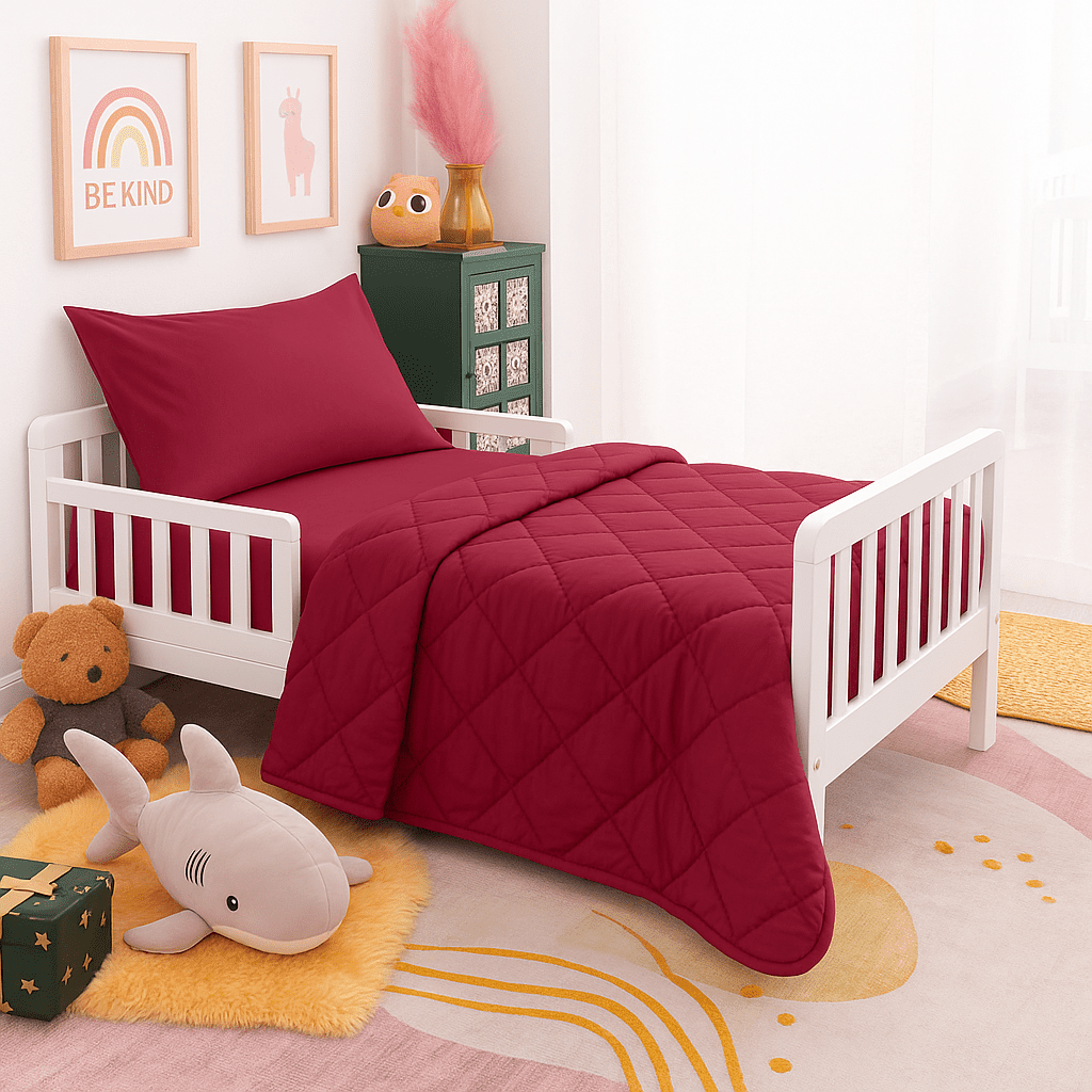 4-Piece Toddler Bedding Set – Soft Microfiber Crib Bedding for Boys & Girls, Includes Comforter, Fitted Sheet, Flat Sheet & Envelope Pillowcase – Breathable, Wrinkle Resistant