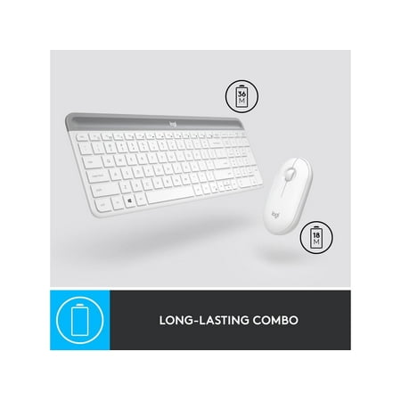 Logitech - MK470 Full-size Wireless Scissor Keyboard and Mouse Bundle for Windows with Quiet clicks - Off-White