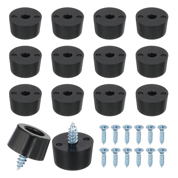 Uxcell 14 Pies de Goma para Tabla de Cortar Antideslizantes Tornillo Negro 13mmx7mm (ODxH)