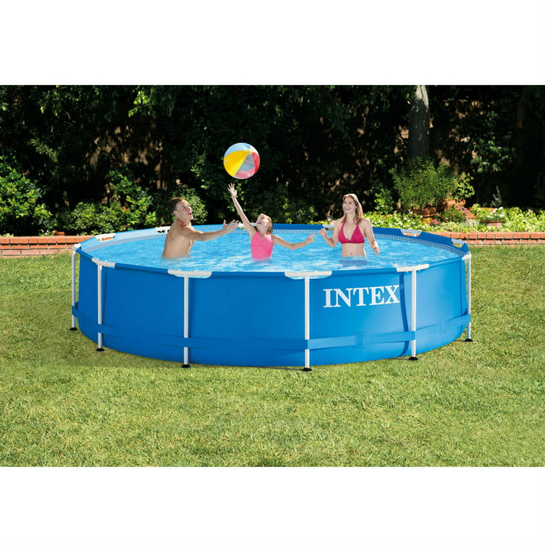 Intex 12' Metal Above Ground Swimming Pool with Filter Pump -