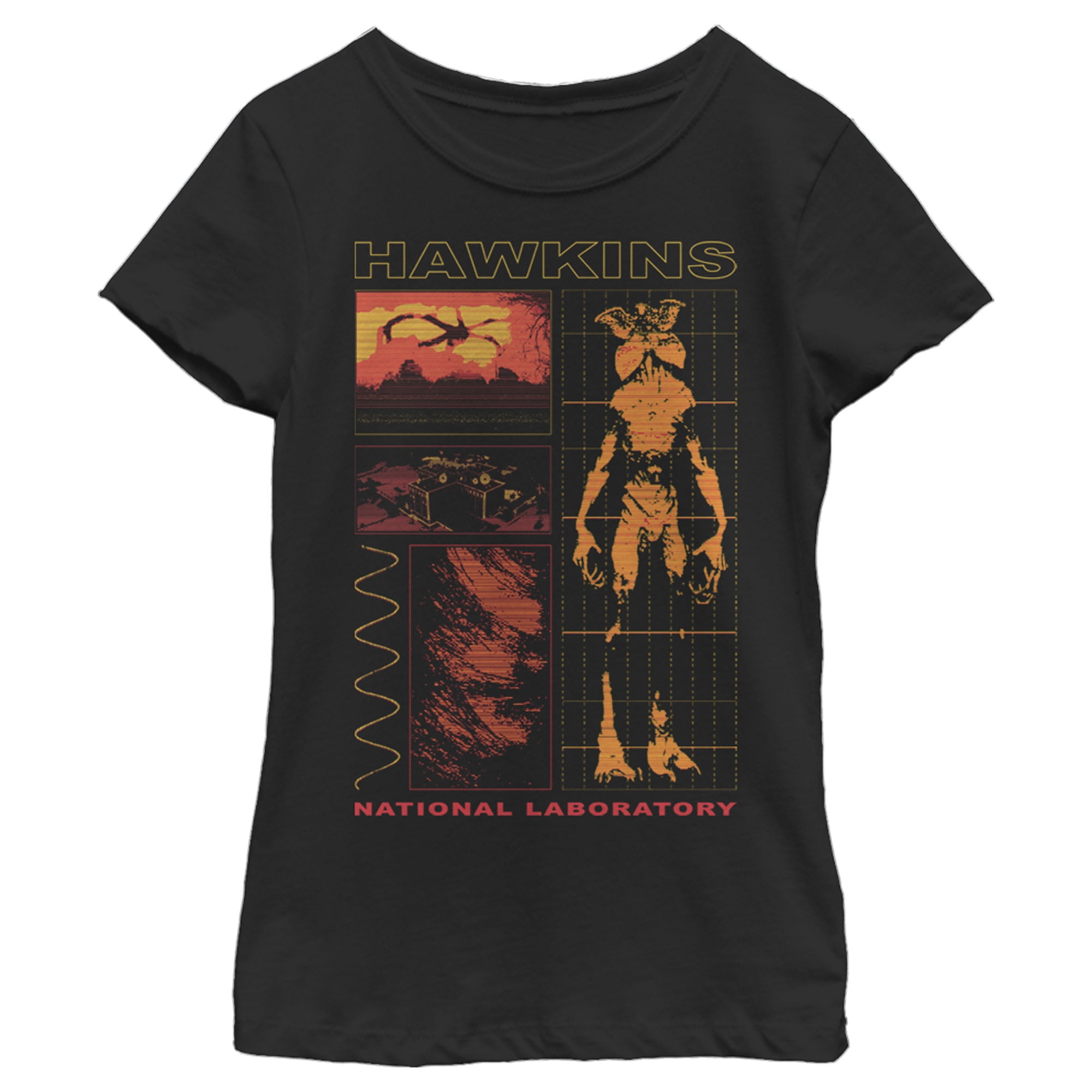Girl's Stranger Things Demogorgon Infrared  Graphic Tee Black X Large