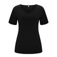 thumbnail image 4 of Women's Summer T Shirts Fashion V-Neck Half Sleeves Solid Basic Pullover Tops Casual Trendy Stretch Comfy Loose Fit Blouses, 4 of 5