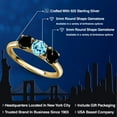 thumbnail image 2 of Gem Stone King 18K Yellow Gold Plated Silver Blue Apatite and Black Diamond Engagement Ring for Women | 1.60 Cttw | Round 5MM | Gemstone Birthstone | Size 7, 2 of 6