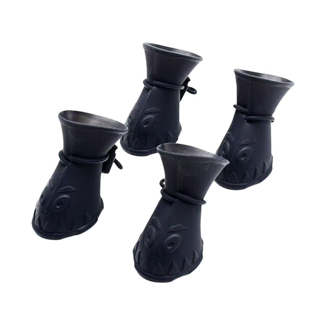 Methold Zapatos de lluvia impermeables para mascotas, botas de lluvia para mascotas de alta elasticidad con borde seguro, zapatos para perros Juguetes para gatos Negro
