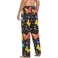 thumbnail image 5 of Men's Pajama Pants with Pockets Sleepwear Lounge Pants Stretch Casual Rainbow Butterflies Black, 5 of 6