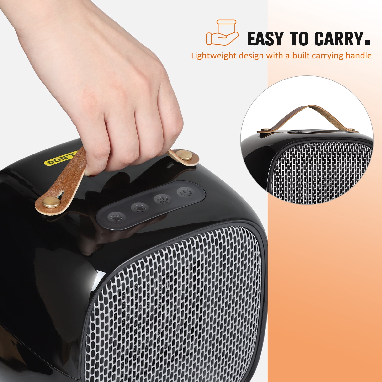 2-Set Ceramic Space Heater with Thermostat, Overheat & Tip Over Protection, Indoor Use - Clear Black