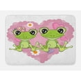thumbnail image 1 of Love Bath Mat, Two Cartoon Frogs on a Background of Heart in Love Happiness Flowers Art, Non-Slip Plush Mat Bathroom Kitchen Laundry Room Decor, 29.5 X 17.5 Inches, Dried Rose Lime Green, Ambesonne, 1 of 2