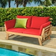 thumbnail image 2 of Topbuy Outdoor Folding Daybed Patio Acacia Wood Convertible Couch Sofa Bed Red, 2 of 7