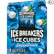 ICE BREAKERS Ice Cubes Peppermint Sugar Free Chewing Gum Bottles, 3.24 oz (6 Count, 40 Pieces)