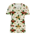thumbnail image 6 of qolati Christmas Scrub Tops Women Oversized Snowflake V Neck Short Sleeve T Shirts Casual Nursing Work Shirts Xmas Print Holiday Tops with Pockets, 6 of 6