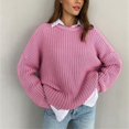 thumbnail image 4 of Womens Sweaters Fall Oversized Chunky Knitted Pullover Sweater Casual Long Sleeve Crewneck Cute Sweaters Pink S, 4 of 10