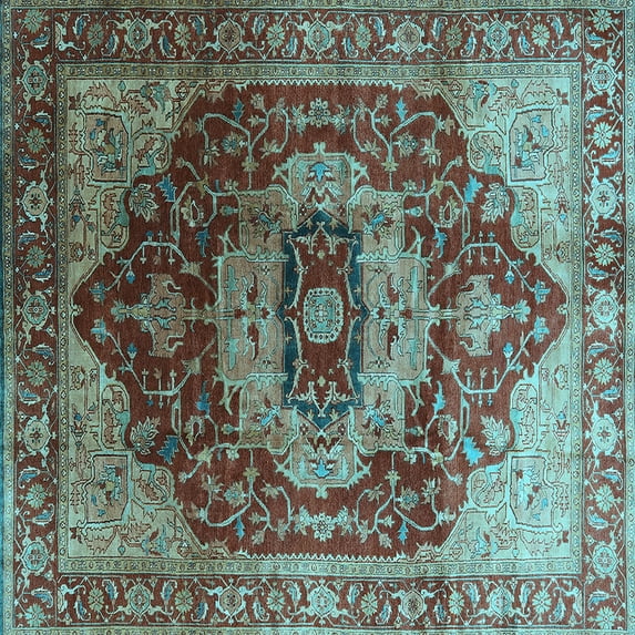 Ahgly Company Indoor Square Persian Light Blue Traditional Area Rugs, 4' Square