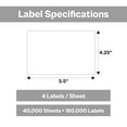 thumbnail image 3 of SSBM 4-Up Labels, 40000 Pages, White, 4.25 x 5.5 Inch, Address and All Purpose Sticker Labels for Laser or Inkjet Printers, 3 of 8