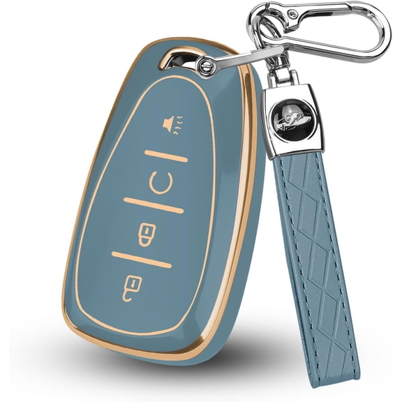 Key Fob Cover Compatible with Chevrolet Equinox Bolt Trax Sonic Blazer Trailblazer Traverse Cruze Keychain Case Holder Protector,Gold-Blue