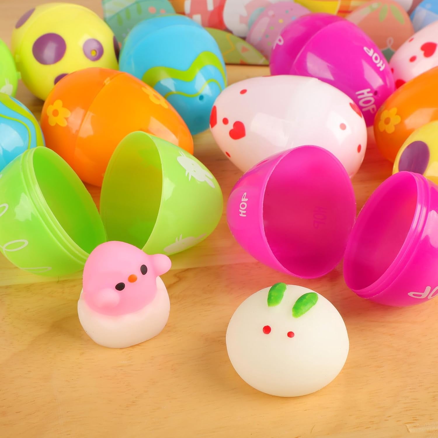 Meottam 12 Pack Prefilled Easter Eggs with Mochi Squeeze Toys, Easter Basket Stuffers for Easter Gifts Egg Theme Party Favor, Kids Novelty Toys Class Prizes Birthday Gifts Stress Relief Toy