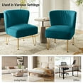 thumbnail image 4 of Velvet Armless Accent Chair Gold Metal Legs Modern Upholstered Single Sofa Home Living Room Blue, 4 of 7