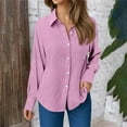 thumbnail image 2 of Womens Long Sleeve Shirts Lapel Collared Solid Color Button Down Work Tops Business Casual Fashion Blouses, 2 of 9