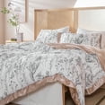 thumbnail image 4 of Move Over Satin Flowers Reversible Bedding Sets Twin White Black Floral Duvet Cover Set Plants Ruffle Pattern Microfiber No Filling, 4 of 9