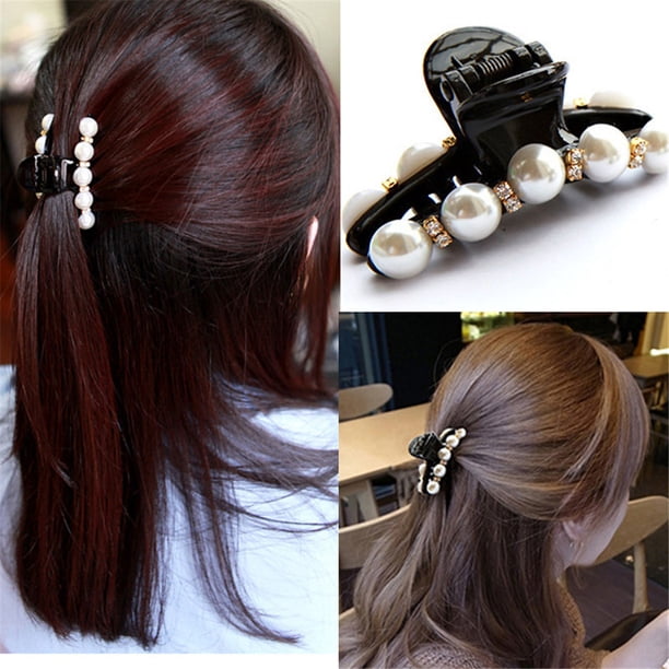 Fiudx Pinza de Pelo con Perla, Elegante Accesorio para El Pelo para Mujer, Elegante Pinza Blanca, Estilo Chic, Ideal para Fiestas, Uso Diario y Ocasiones Especiales, Ideal para Mujeres a La Moda.