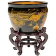 thumbnail image 2 of Oriental Furniture 16" Black Lacquer Fishbowl - Ching Ming, 2 of 6