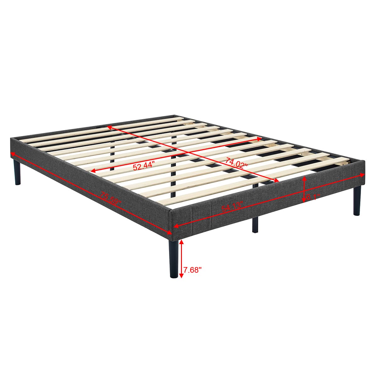 BSHTI Full Size High Profile Foldable Steel Platform Bed Frame with Storage Space Under Frame,Gray