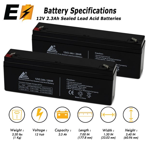 12V 2.3 Ah Replacement Battery for Cub Cadet CC46ES (2 pack) Walmart