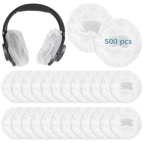 500 Pcs Disposable Headphone Covers, Sanitary Non-Woven Headset Protectors, Sweatproof Stretch Earpad Covers, Earcup Covers, Fit Most On-Ear Headphones, White