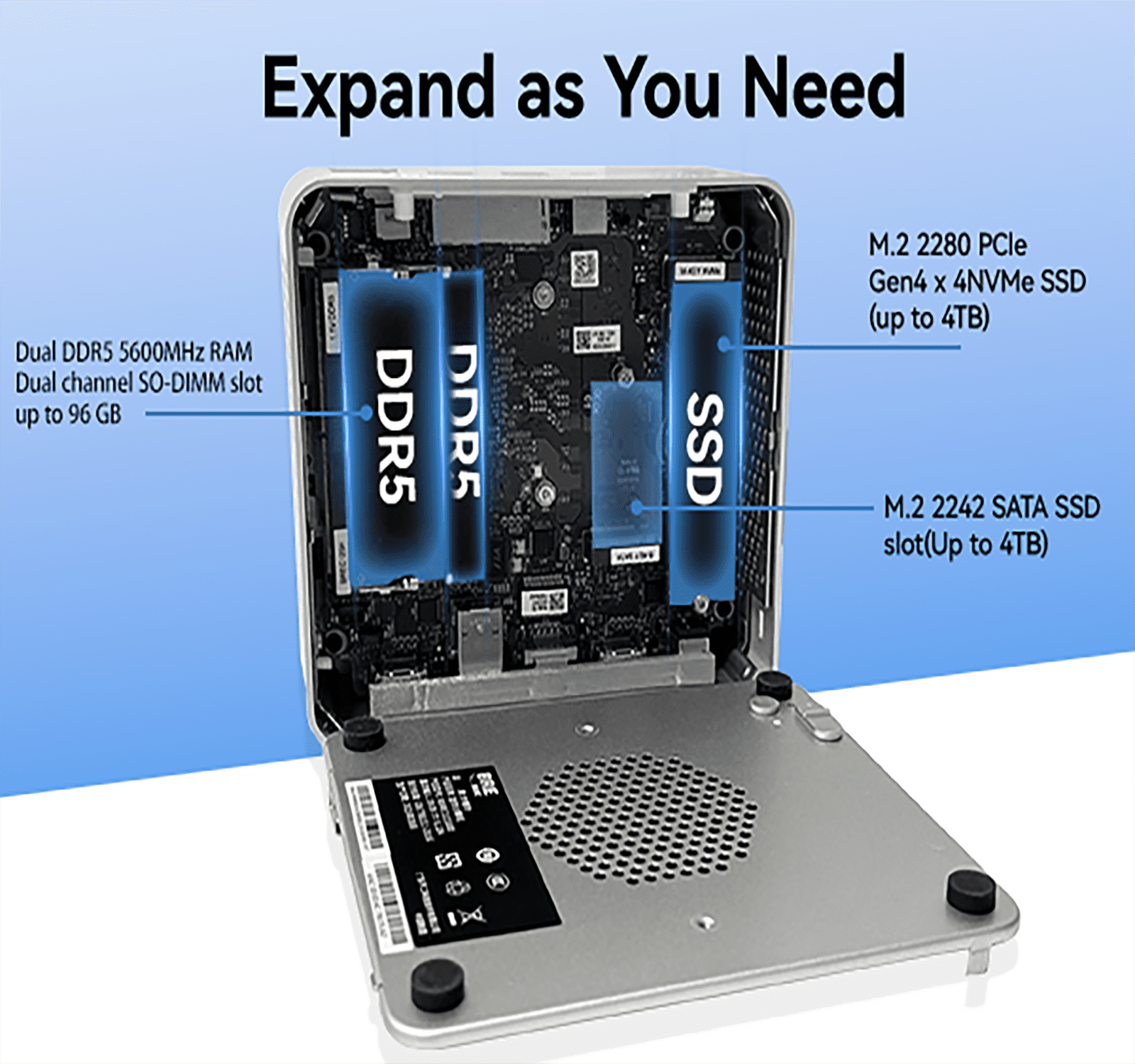 BREC Mini Desktop Gaming PC Barebone, Intel Core Ultra 9-285H,Wifi 6E,Bluetooth 5.3, No RAM/No SSD