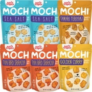 Sun Tropics MOCHI Snack Bites, Variety 6-pack: Sea Salt (2 packs, 3.5oz), Thai Bird Sriracha (2 packs, 3.5oz), Tamari Teriyaki (1 pack, 3.5oz), Golden Curry (1 pack, 3.5oz)