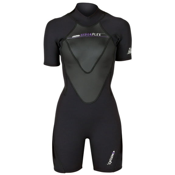 Hyperflex Cyclone 2 Womens 2.5mm Shorty Back Zip Wetsuit 8 Black