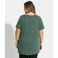 thumbnail image 4 of TIYOMI Plus Size Tops for Women 3X Summer Short Sleeve Knitting Tops Crewneck Tunic Pocket Deep Green Shirts Pullover Solid Casual T-Shirt Loose Fit Summer Tee 3XL 22W 24W, 4 of 7