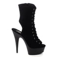 thumbnail image 3 of *6" Heel, 1 3/4" PF Open Toe/Heel Lace-Up Bootie, Side Zip - Blk Suede/Blk Matte, 7, 3 of 5