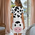 thumbnail image 3 of SEANATIVE Nightgowns for Women Button Up Short Sleeve Lounge Dress Round Neck House Robe Comfortable Fit Nightdress Trendy Sleepwear Housewear for Home Bedroom, XL, Cute Cow Print, 3 of 7