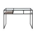 thumbnail image 2 of Tcbosik Industrial Writing Desk Study Computer Table Glass Desktop with Storage Shelf, Black, 2 of 5