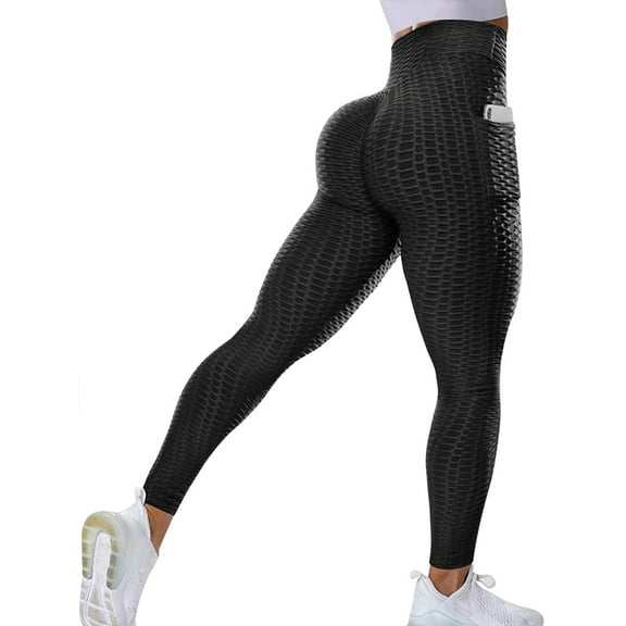 QRIC Women's High Waist Yoga Pants With Pockets Tummy Control Slimming Booty Leggings Workout Running Butt Lift Tights