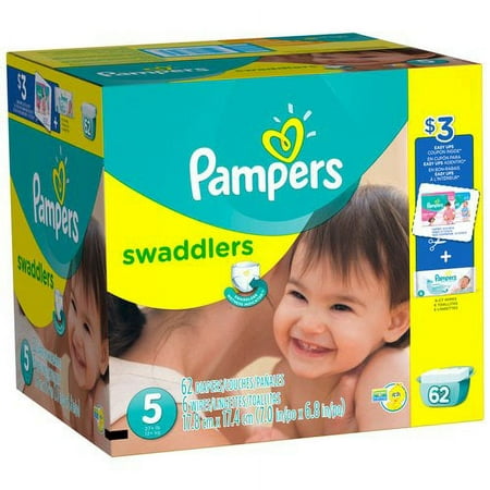 Pampers Swaddlers Diapers, Super Pack, Size 5, 62 Count