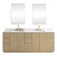 thumbnail image 2 of Oza 84" Bath Vanity in Aged Natural Oak with Fish Maw White Quartz Stone& Mirror, 2 of 16