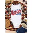 thumbnail image 4 of POGLIP Femmes Blanc AMERICA le Beau T-Shirt Graphique Imprimé Étoiles, 4 of 6