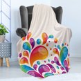 thumbnail image 4 of Colorful Soft Flannel Fleece Throw Blanket, Raindrops in Different Size in Gradient Colors Abstract Splash Style Design, Cozy Plush for Indoor and Outdoor Use, 70" x 90", Multicolor, by Ambesonne, 4 of 5