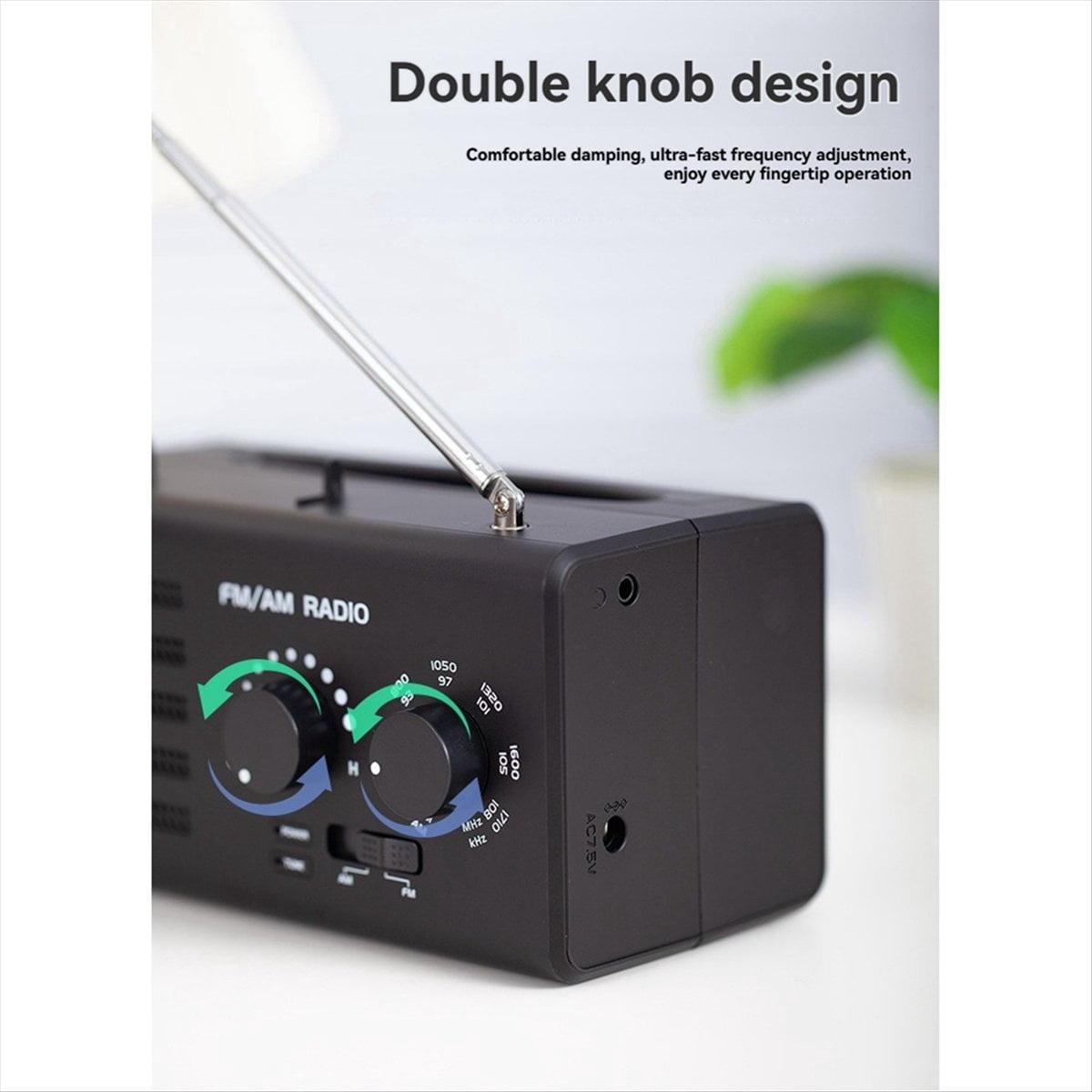 Portable AM/FM Radio Transistor Radio Loud Speaker Large Tuning Knob Headphone Jack for Home Outdoor Emergency, US PLUG,1 x AM/FM Radio 1 x USB cable 1 x Power plug,Black