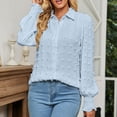 thumbnail image 2 of Ketyyh-chn99 Button Down Shirts for Women 3/4 Sleeve Shirts for Women Tunic Tops 2024 Light Blue,M, 2 of 5